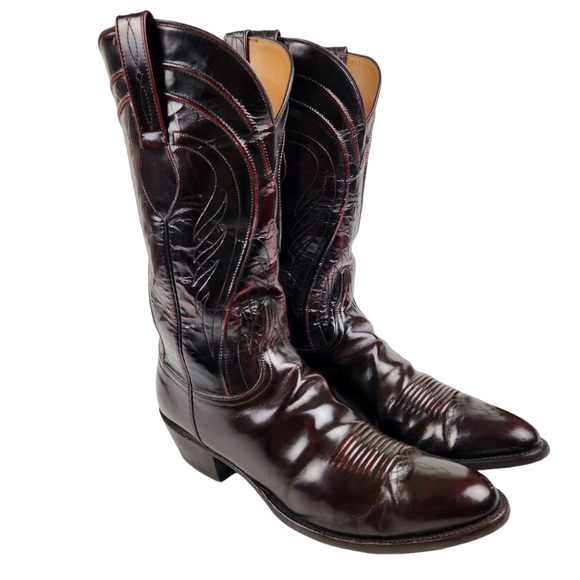Lucchese Other - Lucchese Gavin Classic Handmade Black Cherry Leather Western Boots Mens Size 13D